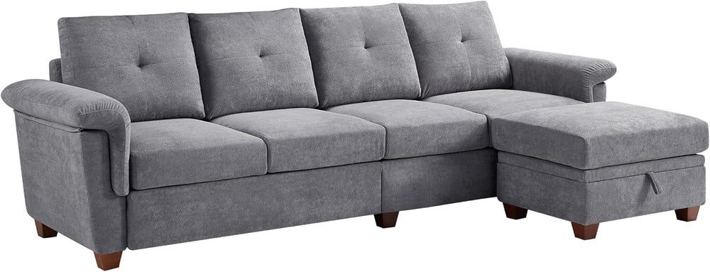 108'' Convertible Sectional Sofa with Storage, 4 Seat L Shaped Couch ...