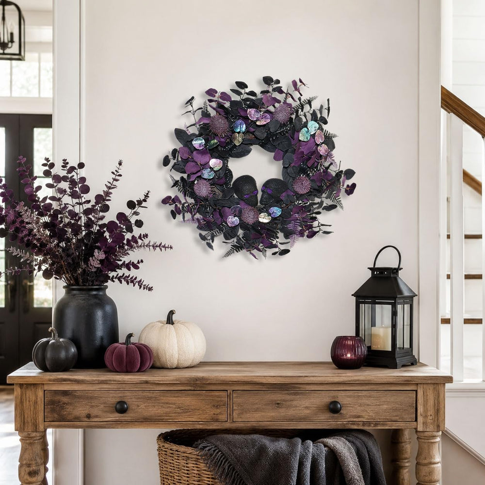 22" Prelit Halloween Wreaths for Front Door with 40 LEDs