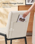VASAGLE Dining Chairs Set of 2, Upholstered Kitchen Chairs, for Dining Room, Cream White, EKHO Collection UKDC162W101