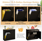Tilt Out Trash Can Cabinet, Kitchen Island with Storage (Brown) | Large Cabinet & 2 Drawers, Adjustable Shelf, Hidden Garbage Can for Laundry, Kitchen, Bathroom