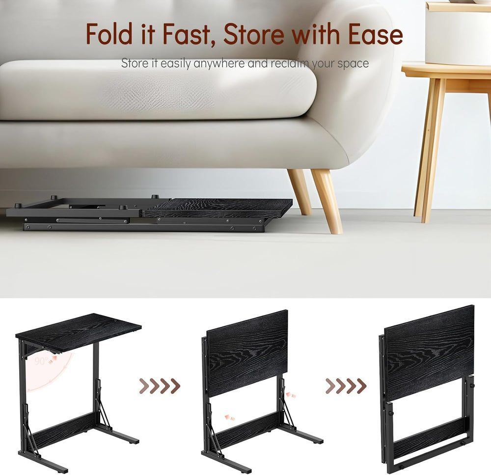 Tatub 24" TV Tray Table Set of 4, Folding C Shaped End Table, Small Sofa...