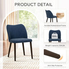 COLAMY Upholstered Dining Chairs Set of 6, Modern PU Leather Dining Room Kitchen Side Chair with Padded Seat and Wood Legs Restaurant/Cafe, Blue