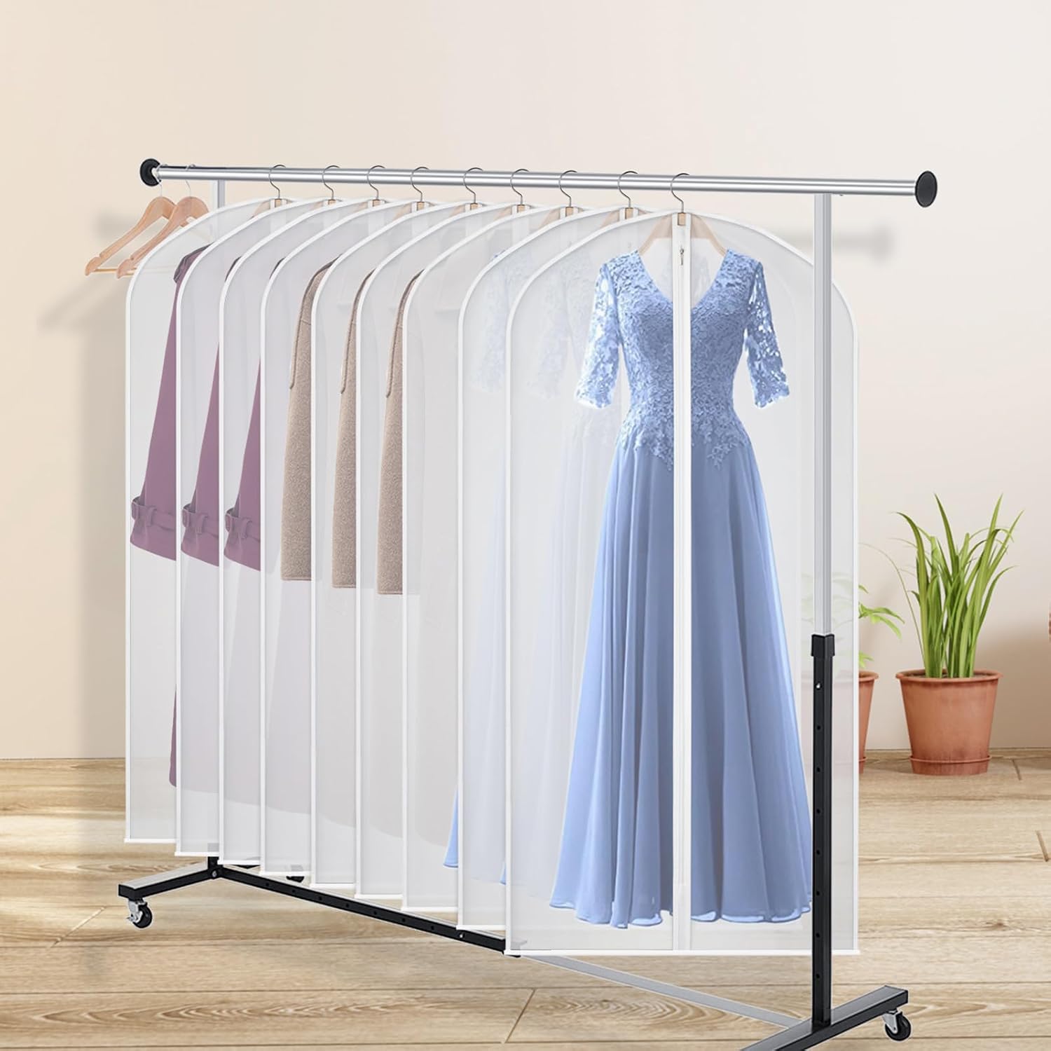 60 Inch Garment Bags 20 Pack Dress Bags for Gowns, Closet Storage | Translucent, Dust-Proof, Suit Protector Cover, Strong Zipper, For Hanging Clothes, Long Dresses, Suit, Coat
