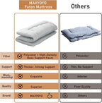MAXYOYO Japanese Floor Mattress Futon Mattress, 4" Thicken Tatami Mat Sleeping Pad Foldable Roll Up Mat Boys Girls Dormitory Pad Kids Floor Lounger Pillow Bed, Charcoal Grey, Queen Size