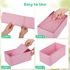 Drawer Clothing Organizer 16-Pack, Pink 3 Sizes Underwear Drawer Dividers, Fabric Folding Wardrobe Organizer for Baby Clothes, Bras, Underwear, Underpants, Belts, Socks, Ties, etc.