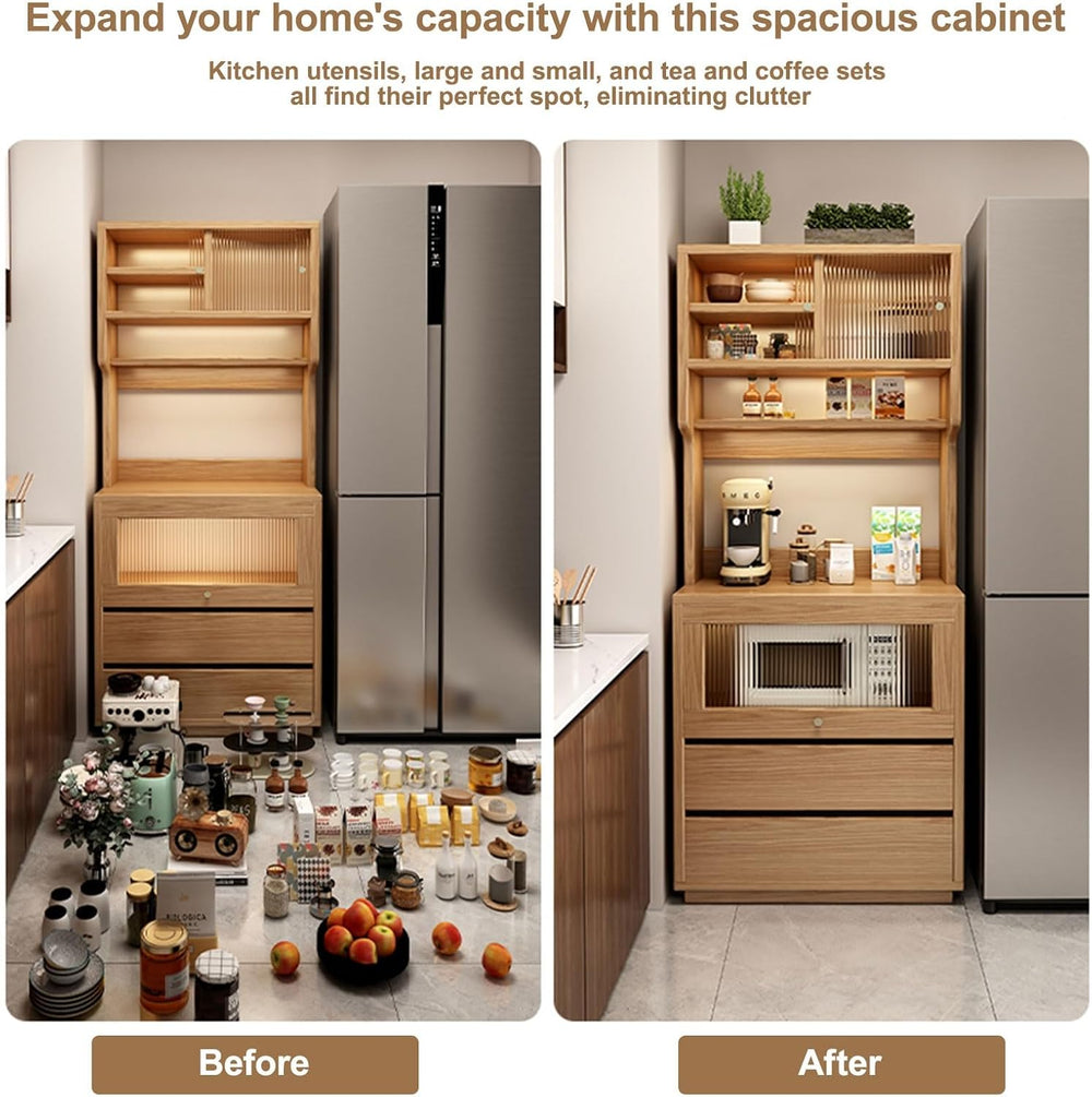 Kitchen Cabinet, Sliding Racks with Door, Sideboard Buffet, Versatile Cupboar...