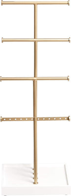 Amazon Basics Four-Tier Jewelry Tree Stand - White/Brass