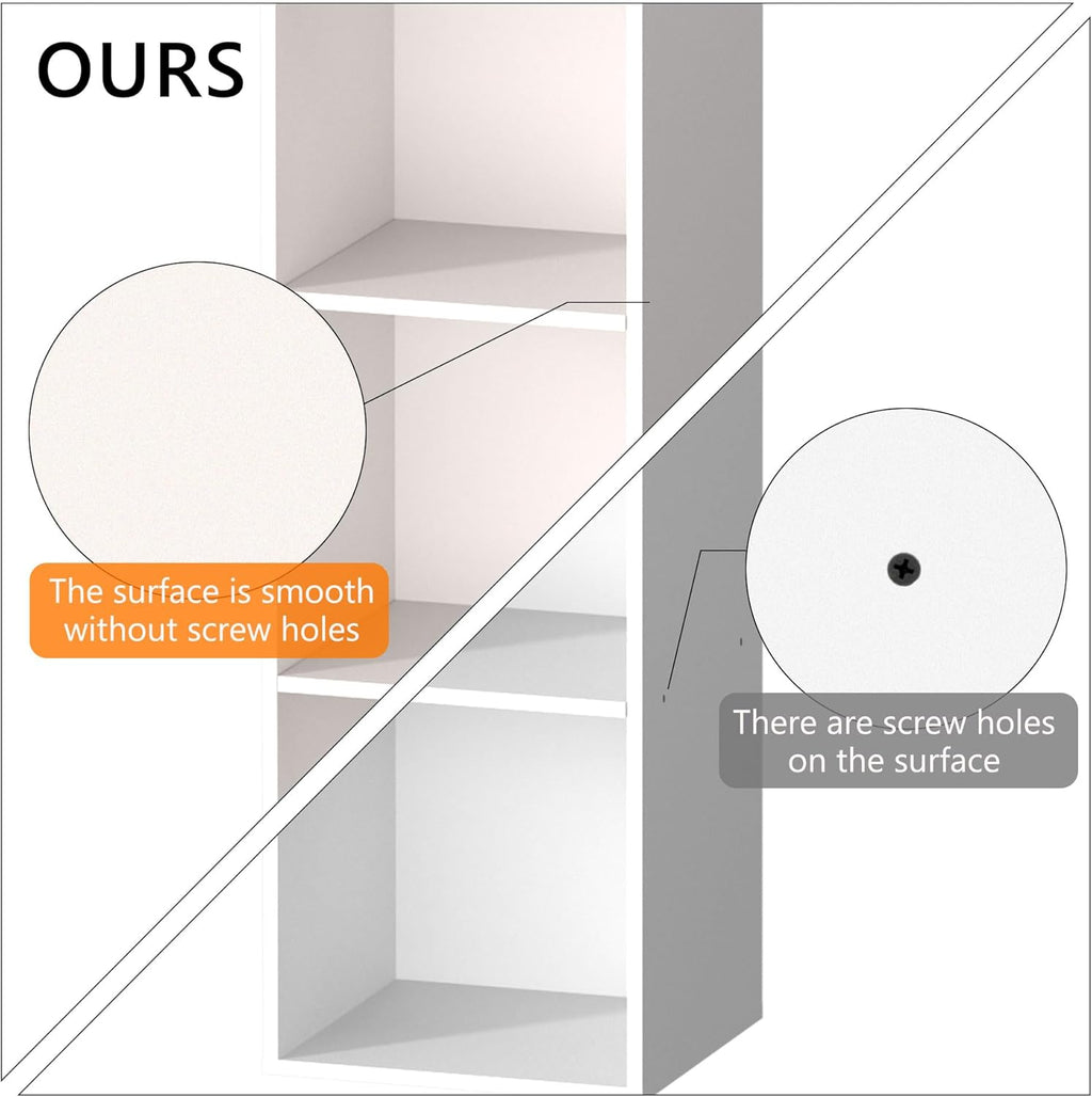 6 Cube Storage Organizer, 6 Tier Vertical Cube Bookcase Freestanding Storage Display Organizer for Home Office, Six Cubes Open Shelf Bookshelf (White, 6 Cube)