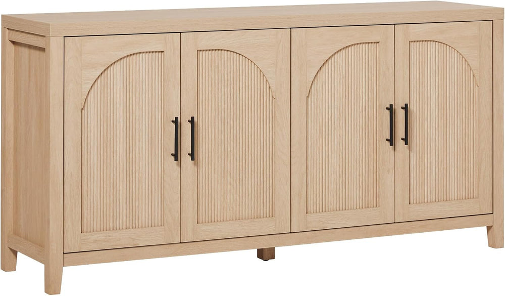 Walker Edison Sasha 4-Door Reeded Sideboard Buffet with Cord Management, 60 I...