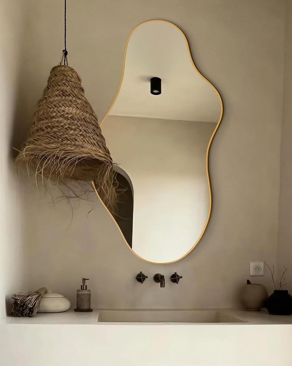 Irregular Wall Mirror 20"x36" Gold Abstract Asymmetrical
