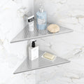 2 Pack Bathroom Corner Shelf, Recessed 12" Corner Shower Shelf, SUS304 Stainless Steel Triangular Wall Mount, No Drilling, Brushed Nickel