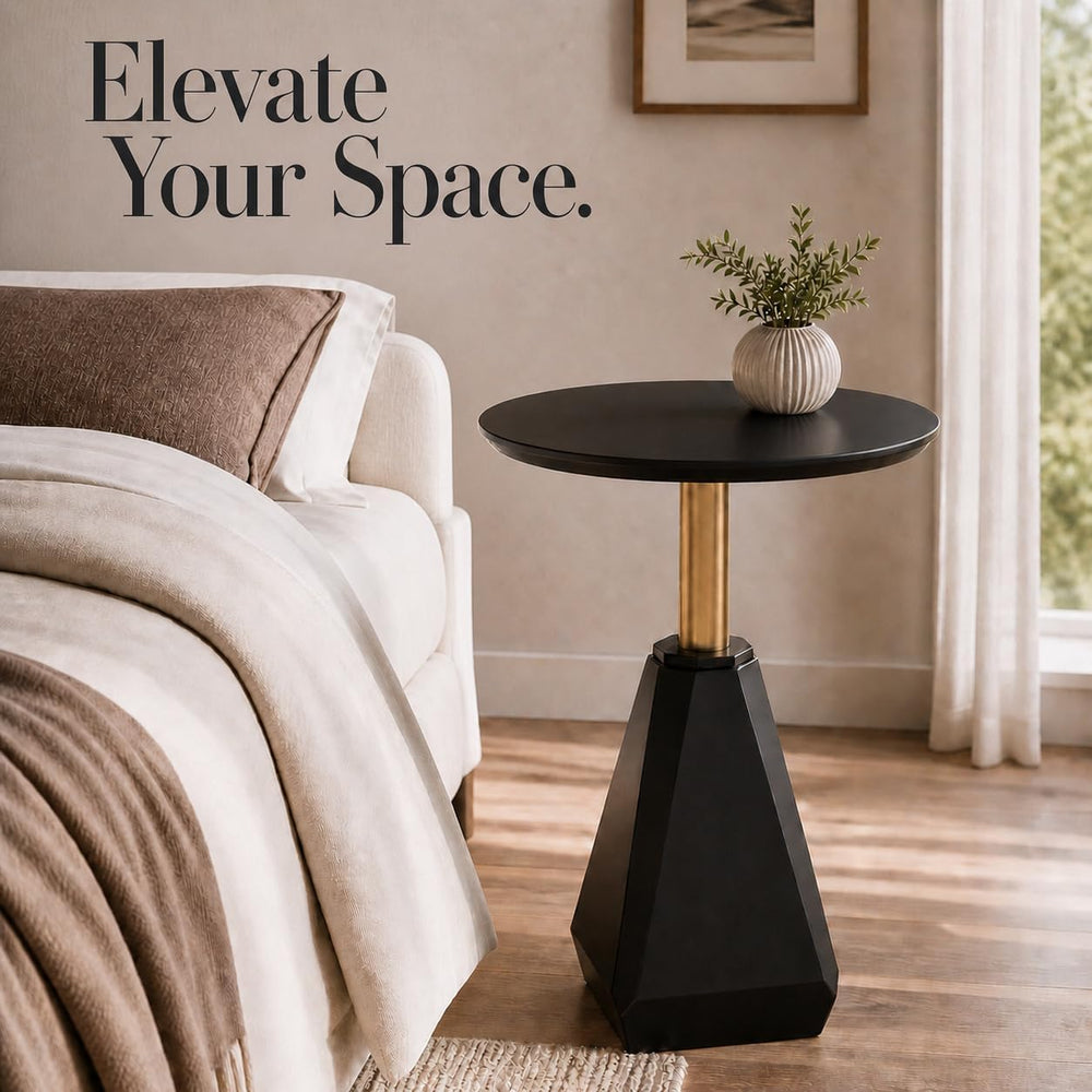 Round Wood Side Table, Coffee Nightstand Cocktail Drink Modern Accent Circle ...