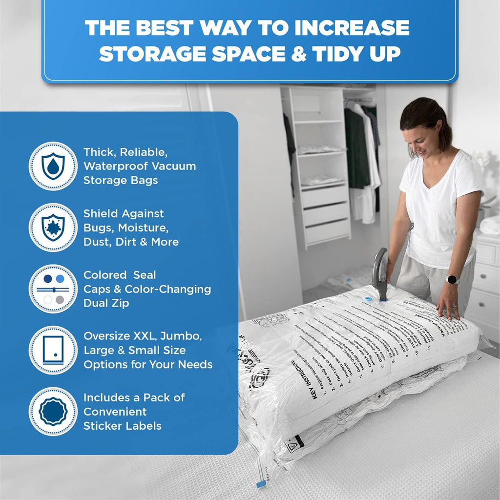 3-Pack XXL,Vacuum Storage Bags,Space Saver Bags for Clothes Storage – XL Comforters,Mattress Topper,3x XXL Bags (47x35in),Bonus 1x Large Bag (32x21in)