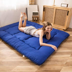 MAXYOYO Japanese Floor Mattress Futon Mattress, 4" Thicken Tatami Mat Sleeping Pad Foldable Roll Up Mat Boys Girls Dormitory Pad Kids Floor Lounger Pillow Bed, Charcoal Grey, Queen Size