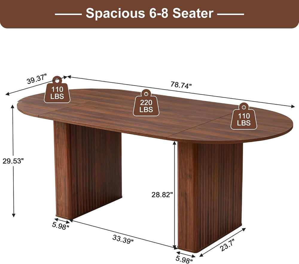 weselon 78.7" Oval Dining Table for 6-8 People, Large Kitchen Dining Tab...