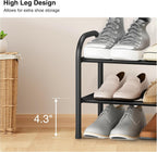 STO STO Expandable Shoe Rack, 2-Tier Metal Small Shoe Rack for Closet, Up to 12 Pairs Adjustable Shoe Rack Storage for Front Door Entrance, Free Standing Shoe Rack Organizer for Entryway, Black
