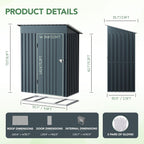 Breezz 5x3FT Vertical Outdoor Steel Storage Shed with Floor Frame, Lockable Doors, Compact Metal Tool Shed for Garden, Backyard, Patio, Utility, and Bike Storage