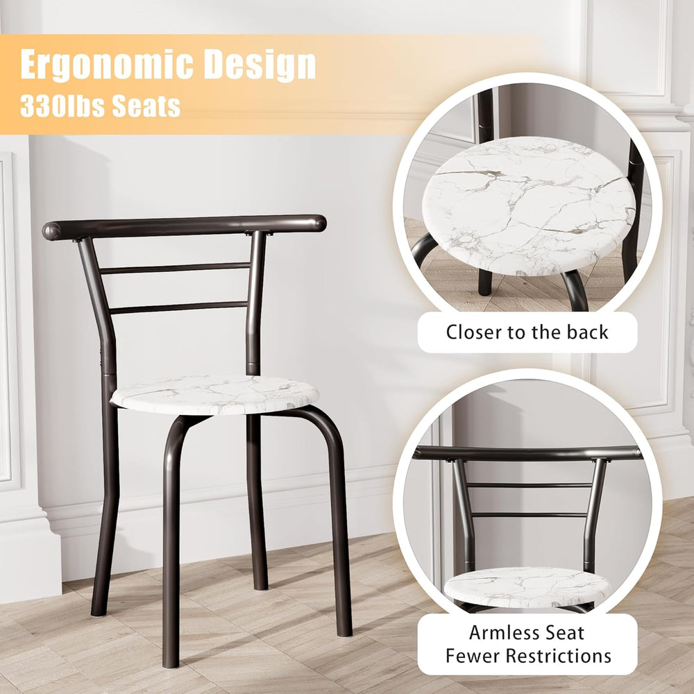 JUMMICO 3-Piece Wooden Round Table & Chair Set (White/Black) | Kitchen Br...