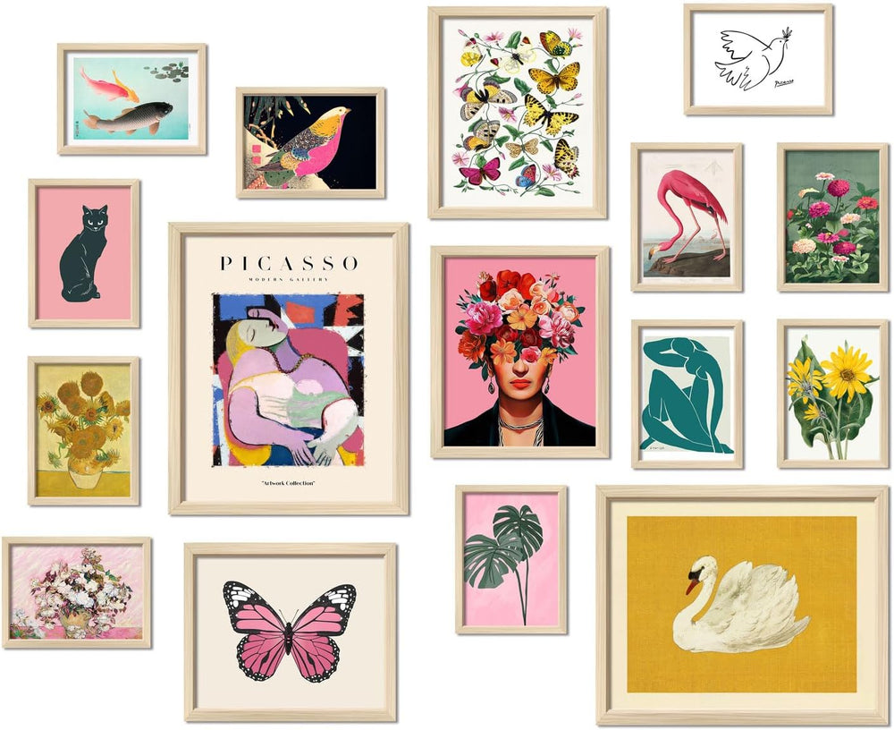 16 PCS Framed Eclectic Wall Art Decor, Modern Maximalist Home Gallery Wall Fr...