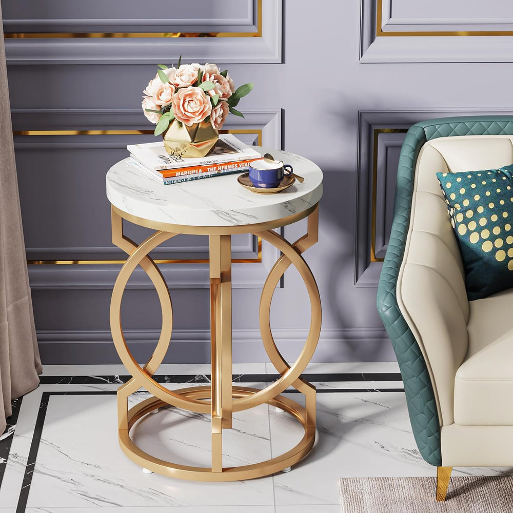 Tribesigns Modern Round End Table Set of 2 with Thickened Tabletop