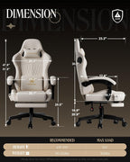 GTPLAYER Gaming Chair for Adults, Ergonomic Computer Game Chairs with Speakers, Footrest & Linkage Armrest, Reclining High Back Silla Gamer for Home Office, Ace Pro, Off-White