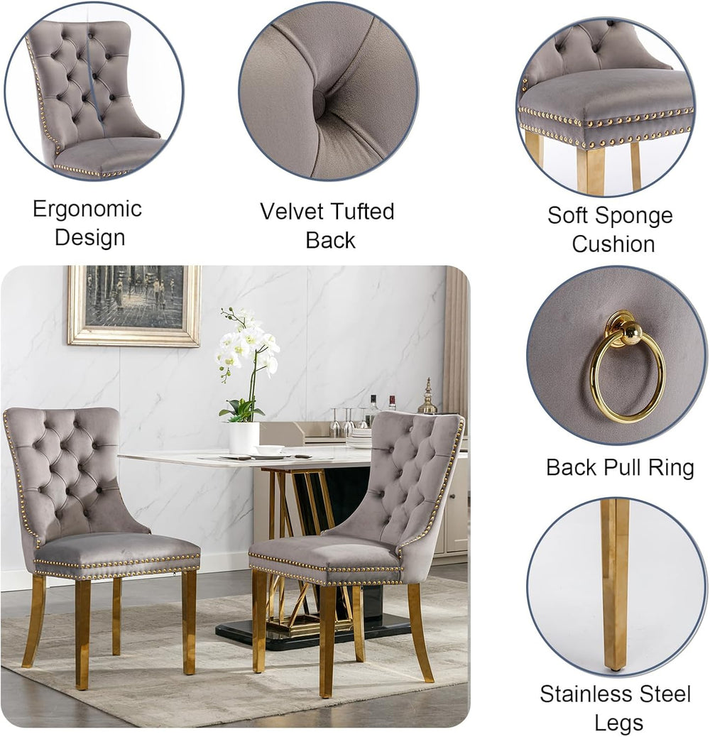 Modern Marble Dining Table Set for 6, White Dining Set with 68" Faux Mar...