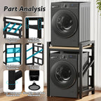 Over The Washer and Dryer Storage Shelf, Widen & 3 Height Adjustable Stacking Rack, Space Saver Washer Dryer Stacking Kit, Thicker Metal Washer Shelf for within 29.5" width (Black, 29.5 Inch)