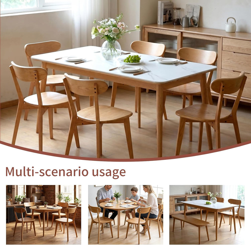 Solid Oak Wood Dining Chairs Set of 6 | Heavy Duty 400 lbs Commercial Grade |...