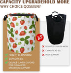 Strawberry Laundry Hamper,Collapsible Laundry Baskets,Flowers Leaf Dirty Clothes Baskets with Handles,Oxford Cloth Hamper for Bedroom,Bathroom,College Dorms, 16"x20"