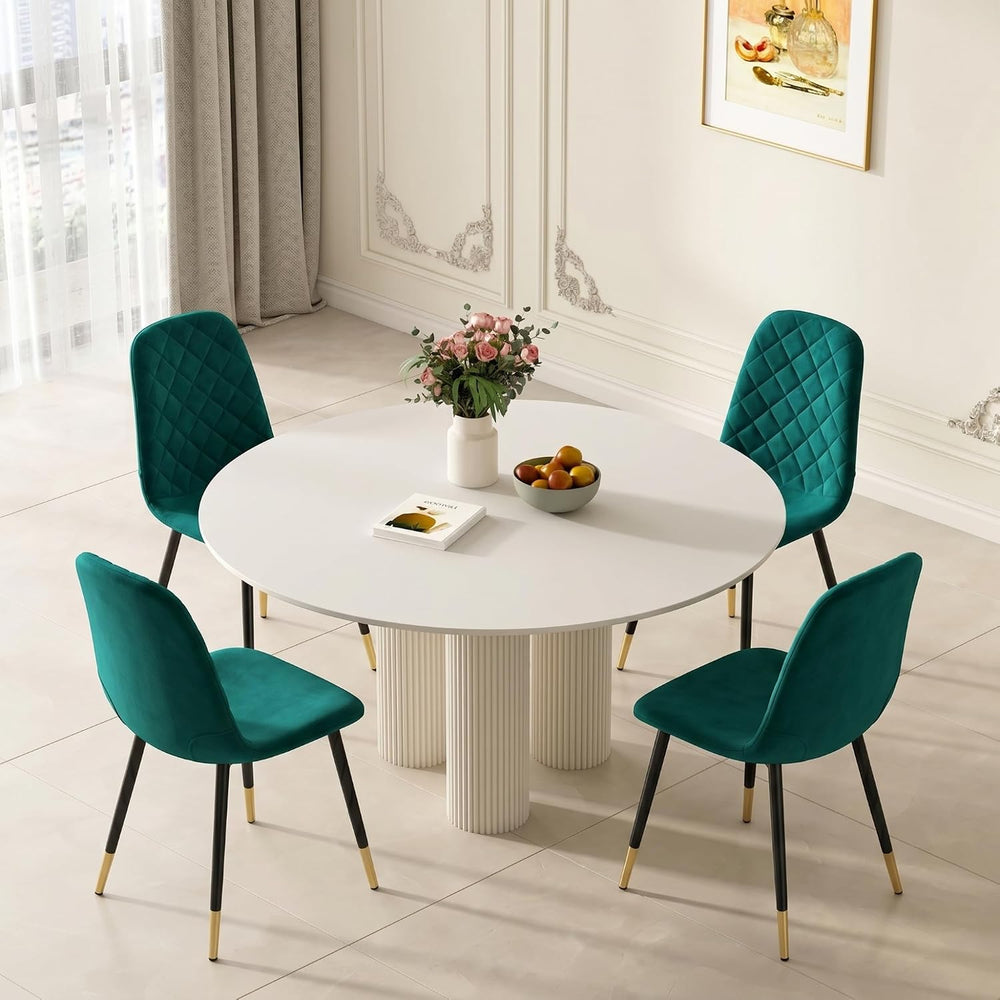 Velvet Green Dining Chairs Set of 4 - Upholstered Kitchen & Dining Room C...