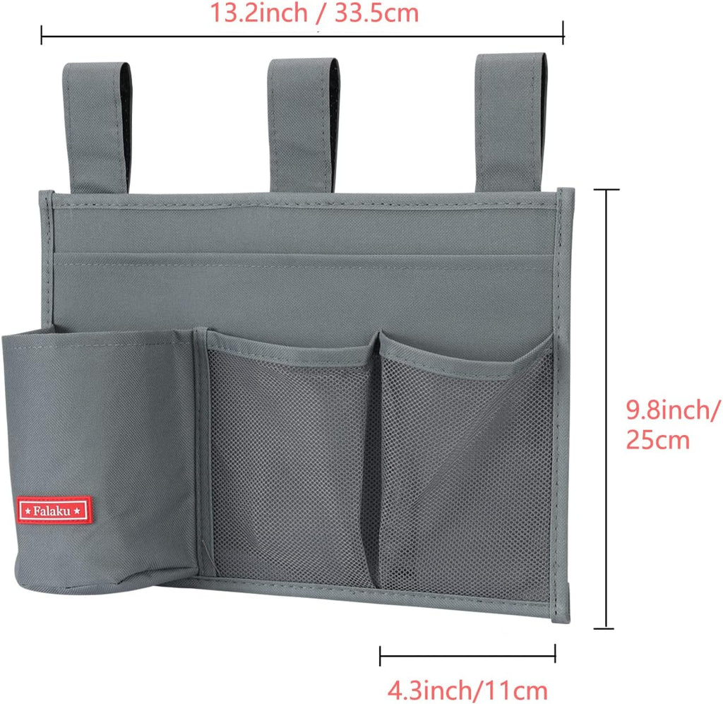 Hanging Bedside Caddy,Bedside Organizer Caddy for Bed Rails(Classic 4 Pockets-Grey)