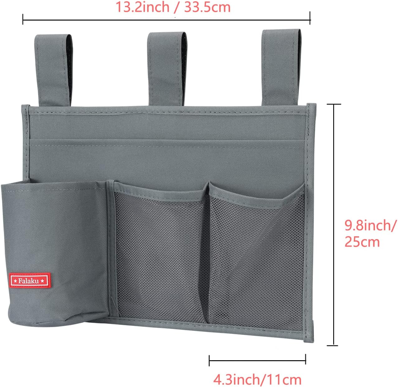 Hanging Bedside Caddy,Bedside Organizer Caddy for Bed Rails(Classic 4 Pockets-Grey)