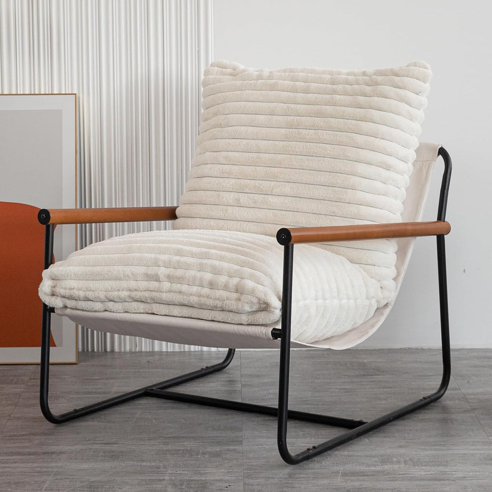 MAXYOYO Accent Chair, Sherpa Arm Chair for Living Room, Mid Century Modern Ac...