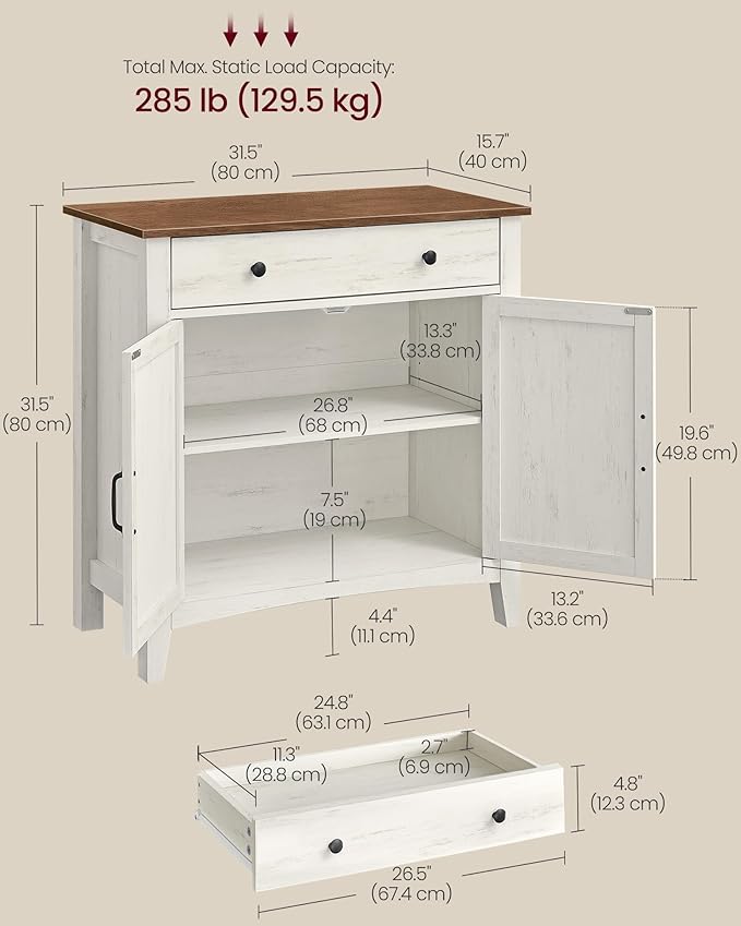 VASAGLE LIRY Collection - Buffet Cabinet, Coffee Bar Cabinet with a Drawer, A...