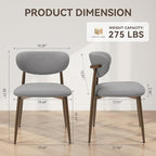 Dining Chairs Set of 2, Curved Back Kitchen Room Chairs with Metal Legs and Anti Slip Pads, Upholstered Dining Chair for Home and Restaurant, Light Grey