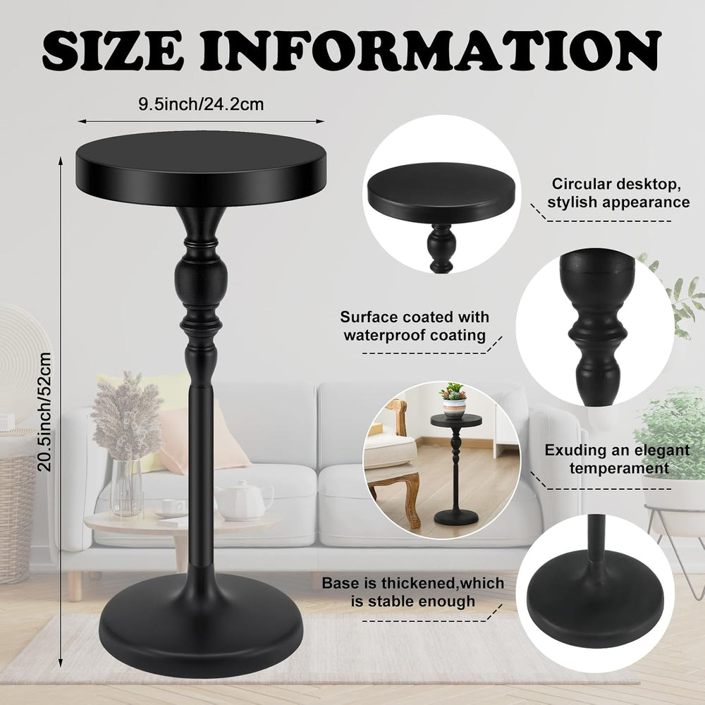 CroBlissful Black Metal Martini Table 9.5 x 9.5 x 20.5 Inches Round Drink Tab...