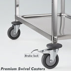 CURTA Stainless Steel Serving Trolley, 34" L x 18" W x 36" H 3 Tiered Shelf Kitchen Utility Cart, Rolling Casters Brake Wheel, Commercial Pro for Restaurant/Hotel/Lab/Clinic/Salon/Workshop
