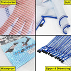 AUSTARK 20Pcs Board Games Storage Bags, PVC Mesh Zipper Pouches, Zippered File Bags, Plastic Waterproof Storage Bags for Office School Home Travel Cosmetic (B6 Size 7.6 x 5.3 Inches, White and Blue)