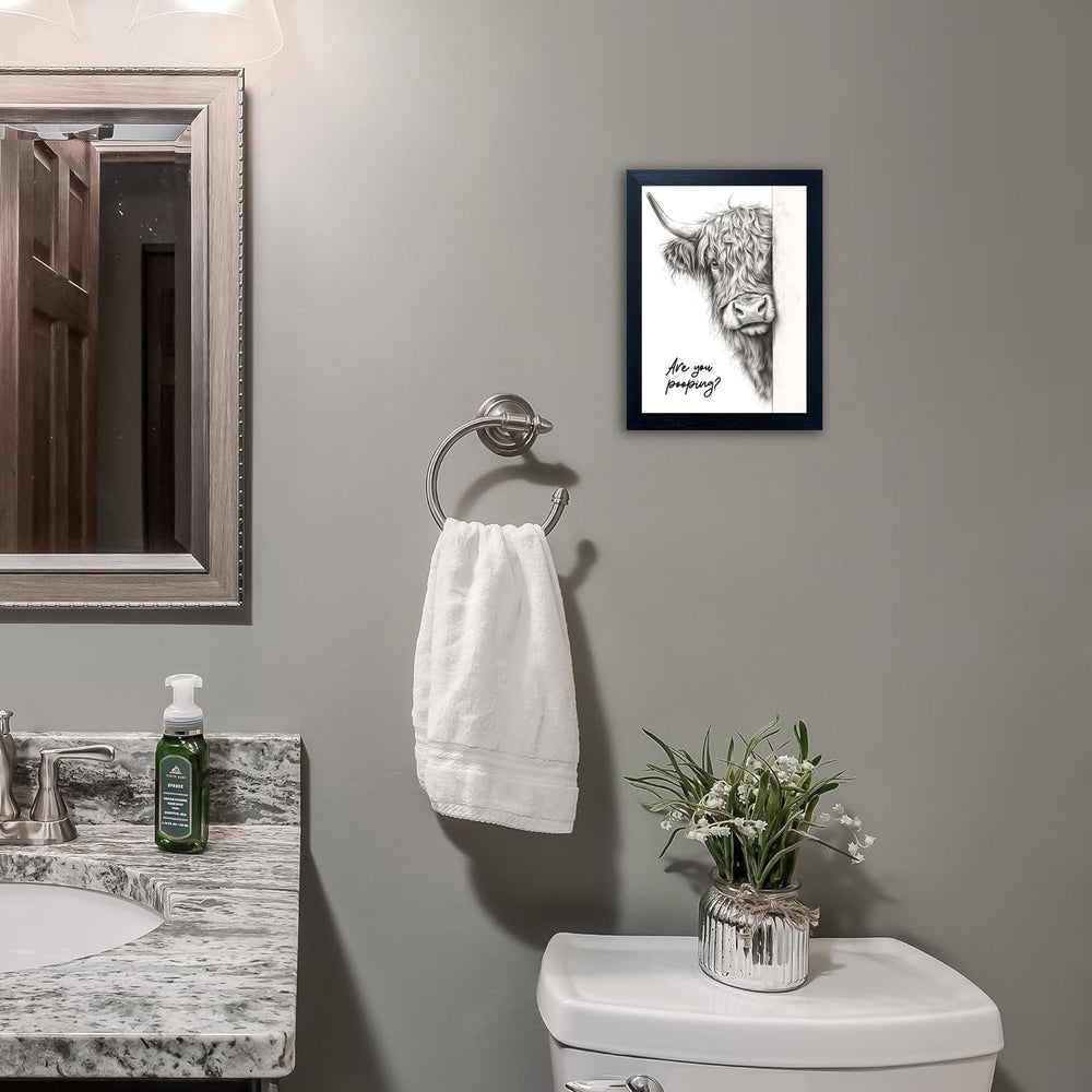 Funny Highland Cow Bathroom Wall Art - Rustic Farmhouse Wall Decor with Humor...