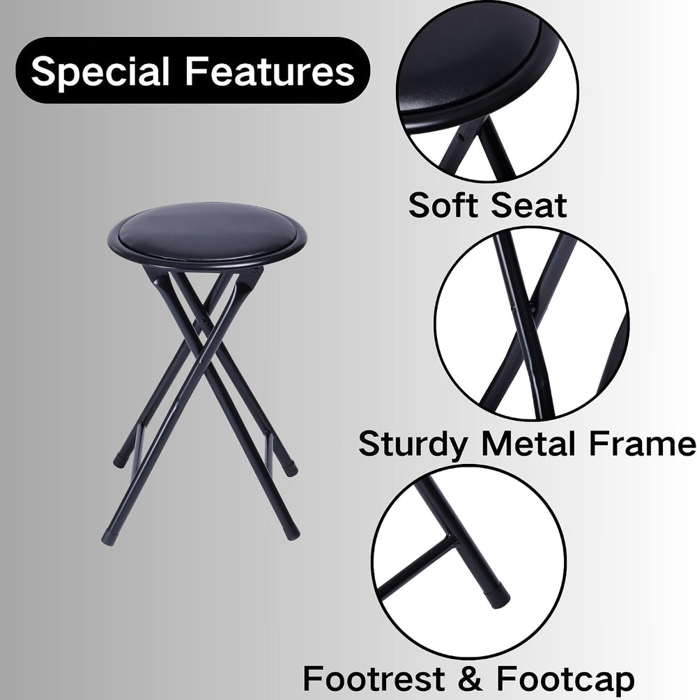 Homy Casa 18-Inch Backless Folding Stools with Soft Seat, Portable Waterproof...