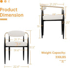 Morden Fort Modern Dining Chairs Set of 2, Upholstered Boucle Dining Chairs with Gold Arms and Black Metal Legs for Kitchen, Living Room and Apartment