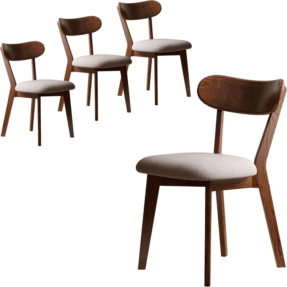 Mid Century Modern Walnut Dining Chairs Set of 4, FAS-Grade Oak, 400 lbs | He...