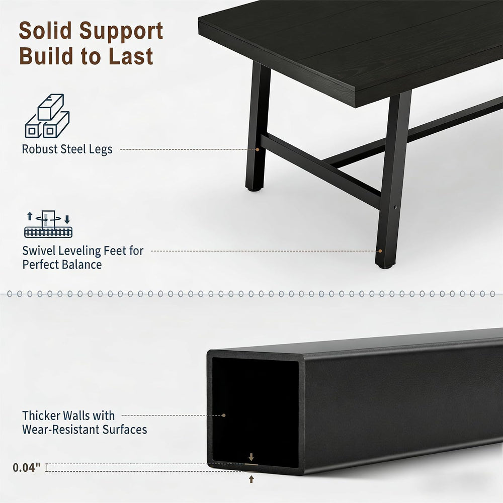 IDEALHOUSE Industrial Dining Table for 6-8 People, 70.87" Large Wooden K...