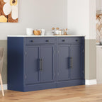 SOFTSEA Modern Freestanding Kitchen Pantry with 2 Door Shelves, Sideboard Buffet Cabinet with Drawer, Coffee Bar Cabinet with 2 Adjustable Shelves for Dining Kitchen Living Room, Set of 2, Blue