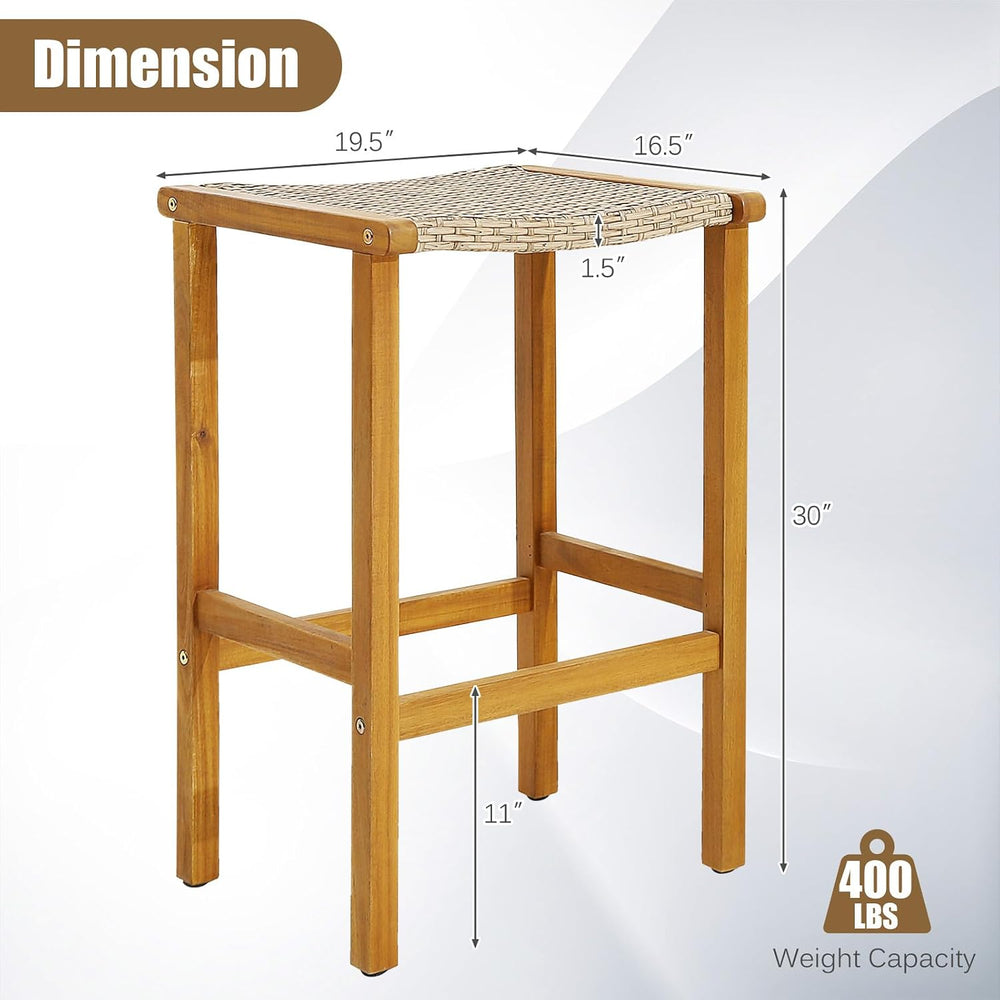COSTWAY Outdoor Bar Stools Set of 4, 30-inch Height Backless Bar Chairs with ...