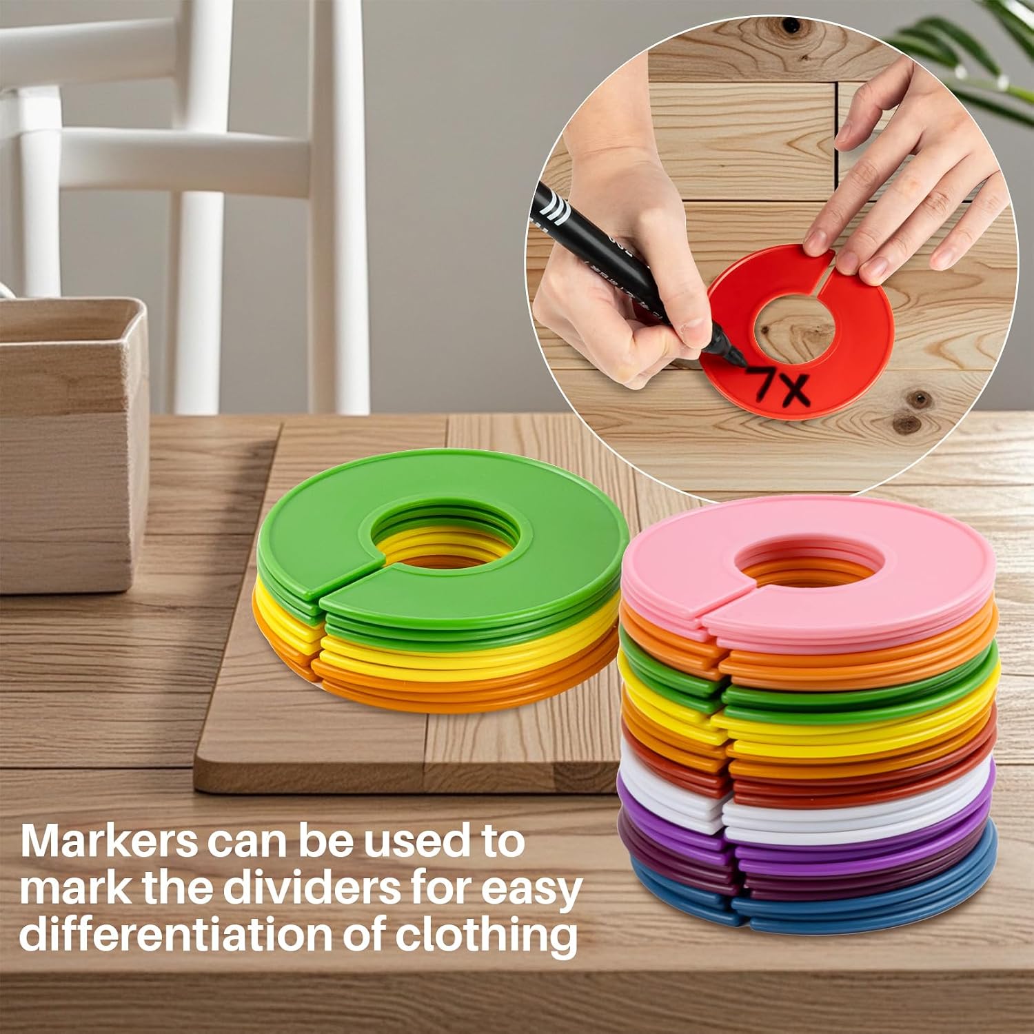 Sukh 30 Baby Closet Dividers Durable - Home Closet Organizer & Storage | Colorful Plastic Rack Divider, Large Hanger Labels, Hanging Clothes Size Dividers, for Boutique Settings & Nursery Essentials