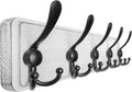 Dseap Coat Rack Wall Mounted - 5 Tri Hooks, Heavy Duty, Wooden Wall Coat Hanger Coat Hook for Clothes Hat Jacket Clothing, White & Black