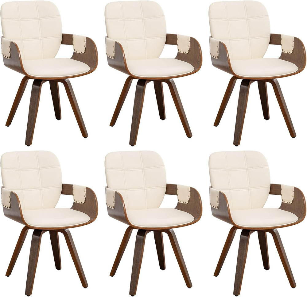 Dining Chairs Set of 6, 360° Swivel Faux Leather Dining Room & Kitchen Ch...