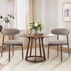 COLAMY Wooden Dining Chairs Set of 4, Modern Fabric Upholstered Dining Room Chair, Farmhouse Kitchen Chairs with Foot Pegs, Camel