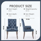 Upholstered Tufted Chenille Dining Chairs with Arms & Nailhead Trim – Solid Wood Frame & Legs, Modern Farmhouse for Dining, Kitchen & Living Room (Set of 1, Blue)